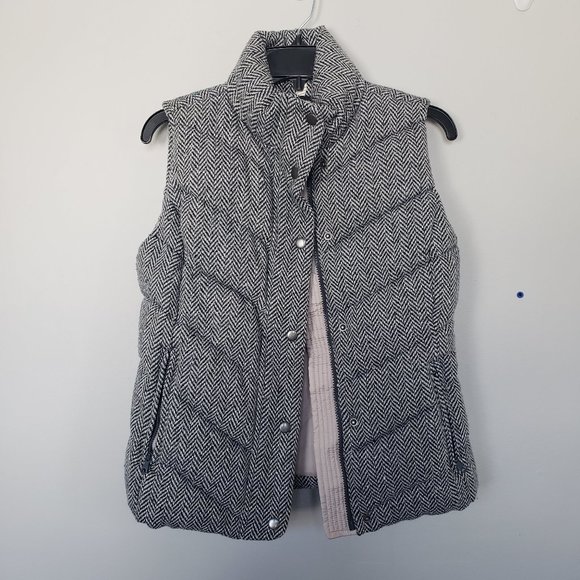 GAP Jackets & Blazers - GAP | Gray Winter Warmth Tweed Herringbone Puffer Vest, Size Small